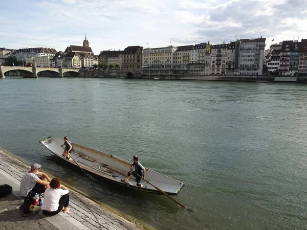 Città Svizzera Basilea Parco Lange Erlen Centro Storico Municipio Splendido — Foto Stock