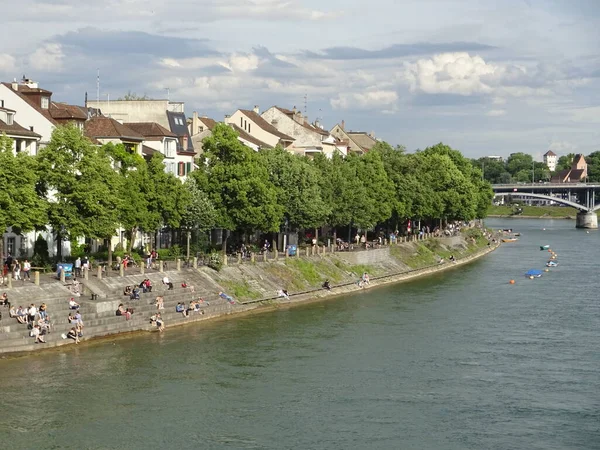 Bázel Svájci Városa Lange Erlen Park Régi Központ Városháza Lenyűgöző — Stock Fotó