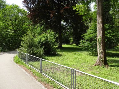 İsviçre 'nin Basel kenti. Lange Erlen Parkı, eski merkez, belediye binası ve büyüleyici hayvanat bahçesi. Üç Nokta