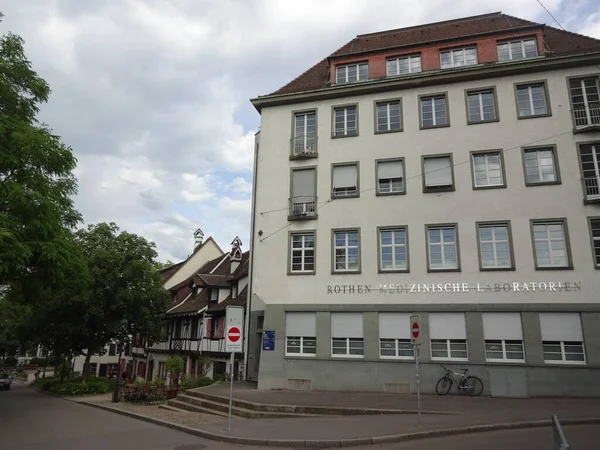 Den Schweiziska Staden Basel Lange Erlen Park Gamla Centrum Stadshus — Stockfoto