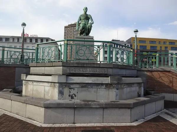 Bellissima Architettura Charleroi Belga Edifici Insoliti Vecchie Strade — Foto Stock