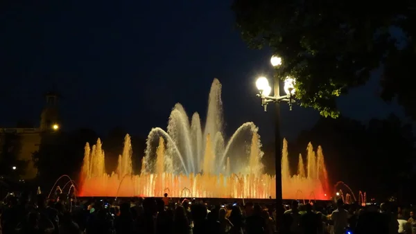 Fantastisk Ljus Fantastisk Barcelona Fontäner Gaudis Hus Parker Och Gotiska — Stockfoto