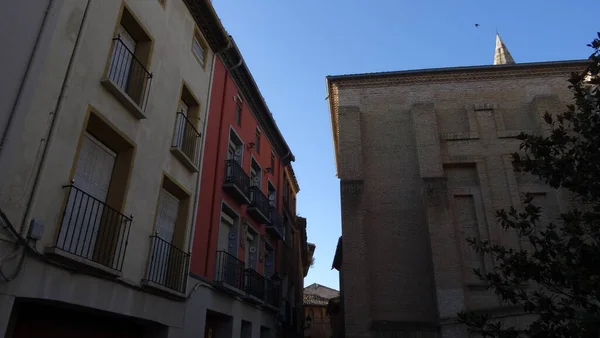 Superbes Vieilles Rues Tudela Saveur Espagnole Très Très Vieilles Maisons — Photo