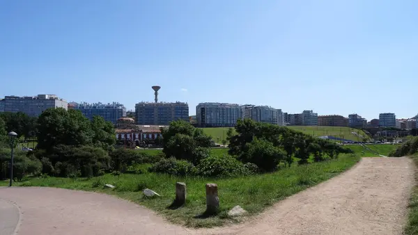 Coruna Stad Galicien Den Har Mycket Ovanlig Arkitektur Vacker Kust — Stockfoto