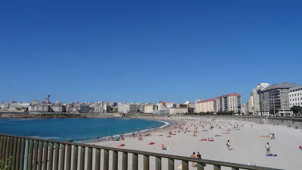 Coruna Město Galicii Velmi Neobvyklou Architekturu Krásné Pobřeží Úžasná Promenáda — Stock fotografie