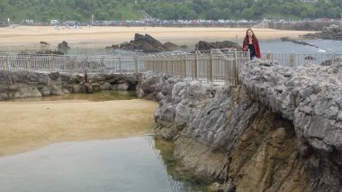 Architecture and nature of Santander. Stunning northern Spain, waves, sea lions, cliffs and wonderful beaches. Unusual buildings and the Peninsula of La Magdalena clipart