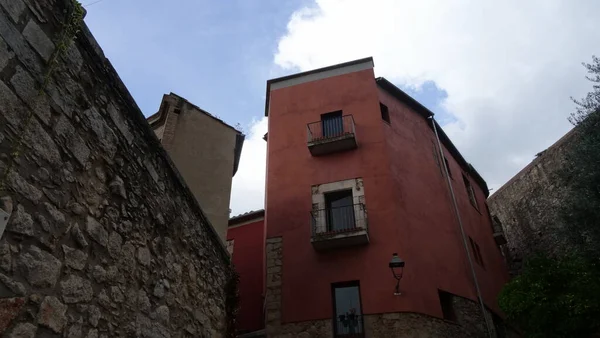 Girona Katalonya Harika Taş Duvarları Olan Bir Sürü Şehir — Stok fotoğraf