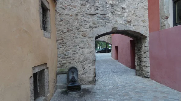 Girona Katalonya Harika Taş Duvarları Olan Bir Sürü Şehir — Stok fotoğraf