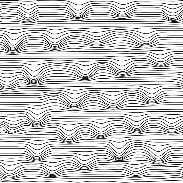 Fond de lignes ondulées noires abstraites, motif sans couture — Image vectorielle