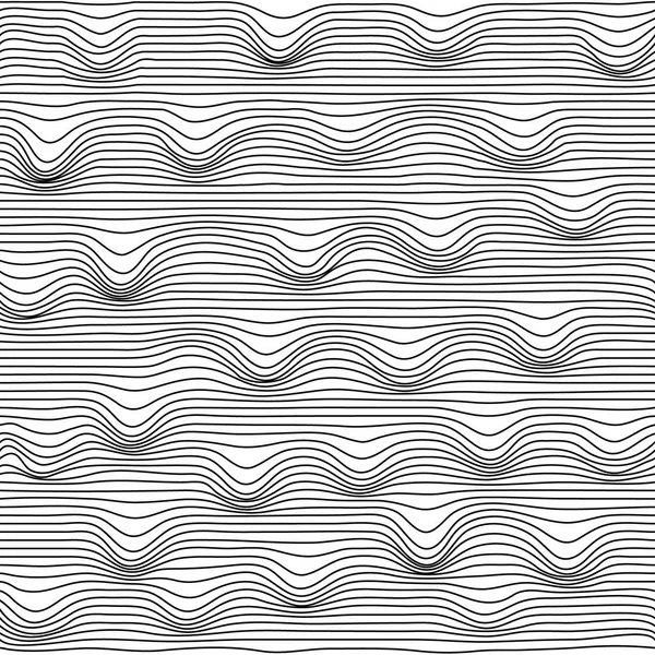 Fondo de líneas onduladas negras abstractas, patrón sin costuras — Archivo Imágenes Vectoriales