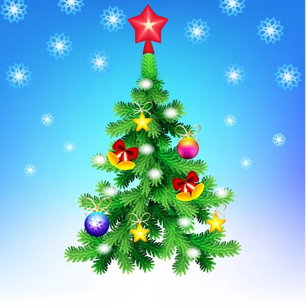 Árbol de Navidad, tarjeta de felicitación vector.New Year — Archivo Imágenes Vectoriales