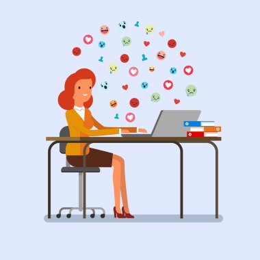 Internet üzerinde vakit iş kadını