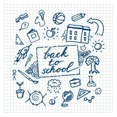 hand drawn school supplies clipart