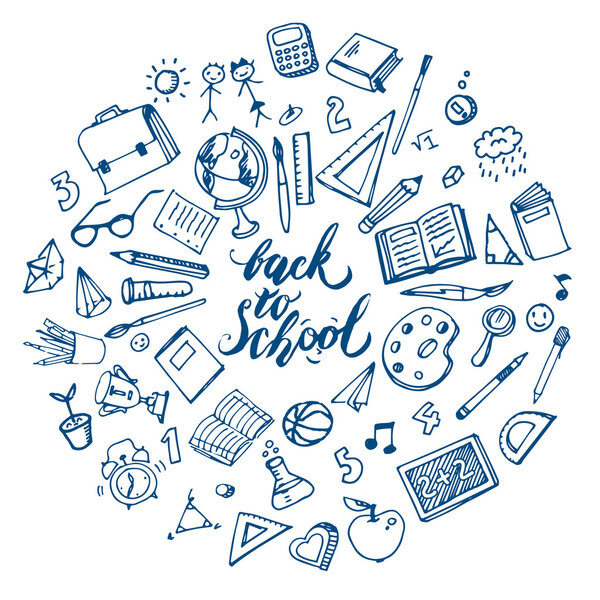 hand drawn school supplies