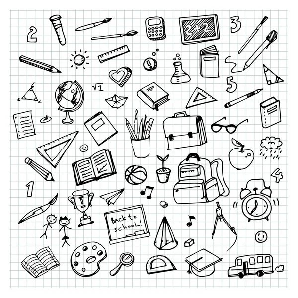 Hand drawn school supplies — Stock Vector