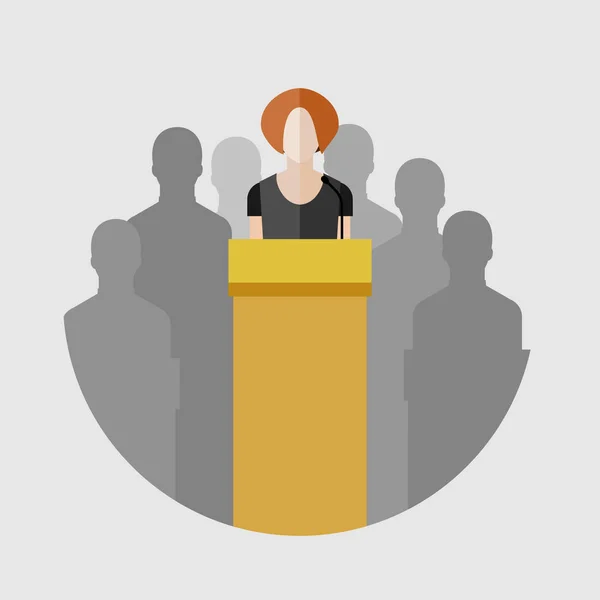 Woman speaking on podium — Stock Vector