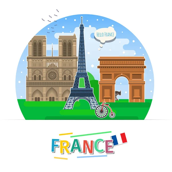 Conceito de viajar ou estudar francês — Vetor de Stock