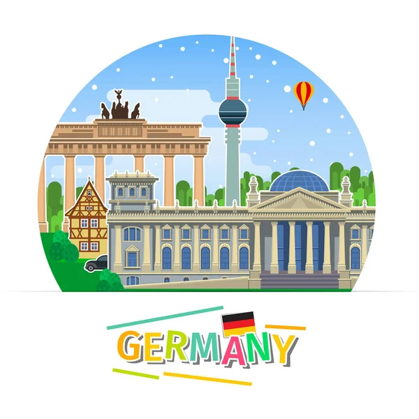 Έννοια του ταξιδιού ή σπουδάζω Γερμανικά — Διανυσματικό Αρχείο