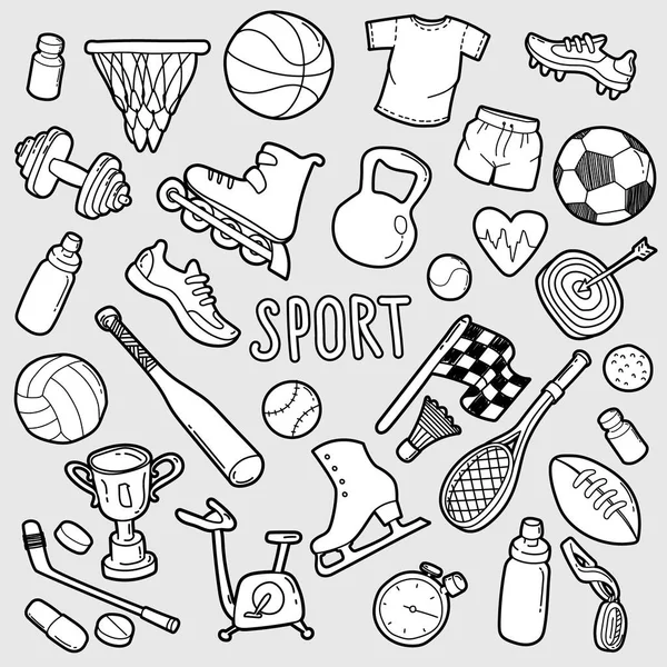 Ícones esportivos desenhados à mão — Vetor de Stock
