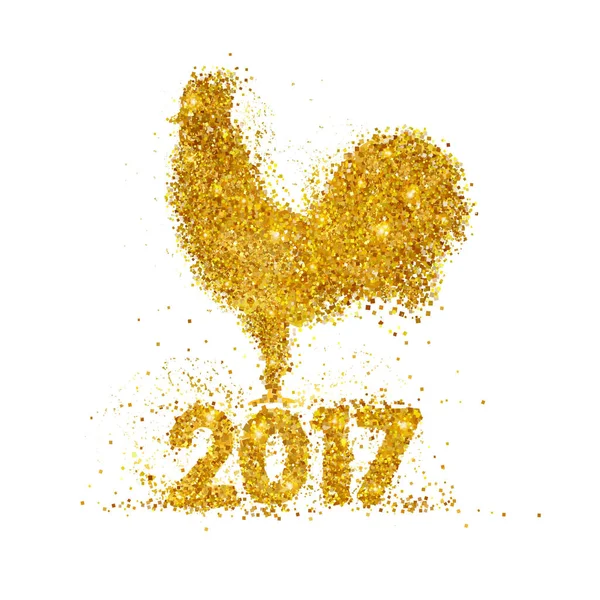 Golden rooster with golden numerals — Stock Vector