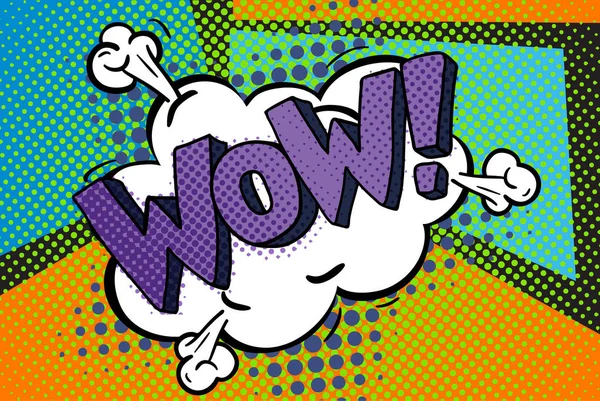 Panneau WOW dans le style pop art — Image vectorielle