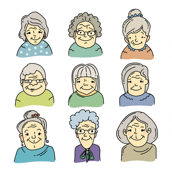 Gesichtszüge der Großmütter — Stockvektor