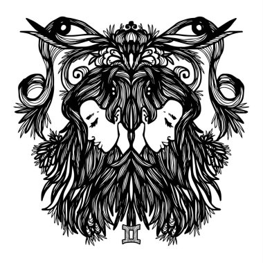 İkizler işareti ile bir kadın portresi