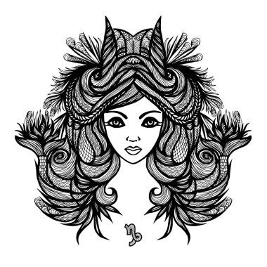 Oğlak işareti ile bir kadın portresi