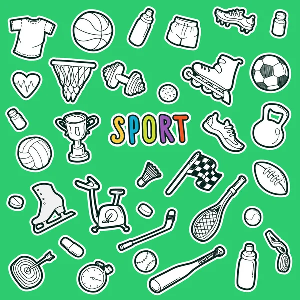 Conjunto de ícones esportivos e extremos desenhados à mão para