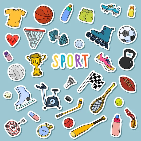 Hand drawn sport doodle set — Stock Vector