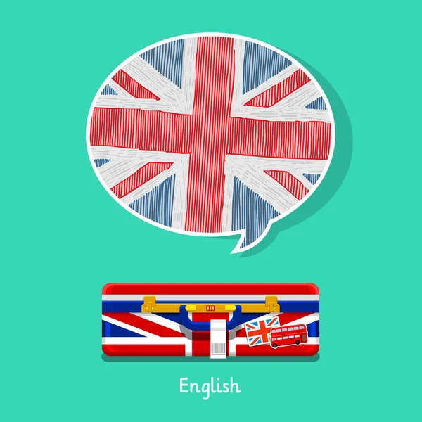 Concepto de viajar o estudiar inglés — Vector de stock