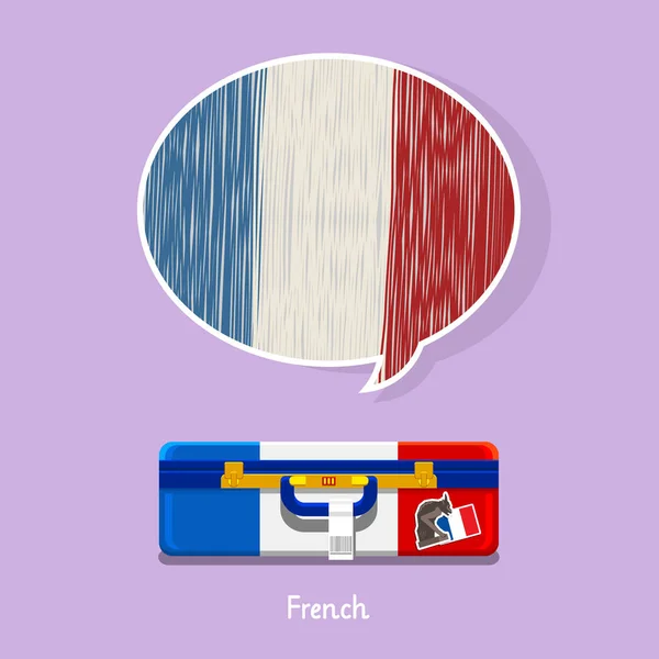 Konsep perjalanan atau belajar bahasa Prancis - Stok Vektor