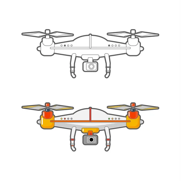 Quadcopter aerial drone with camera — Stock Vector