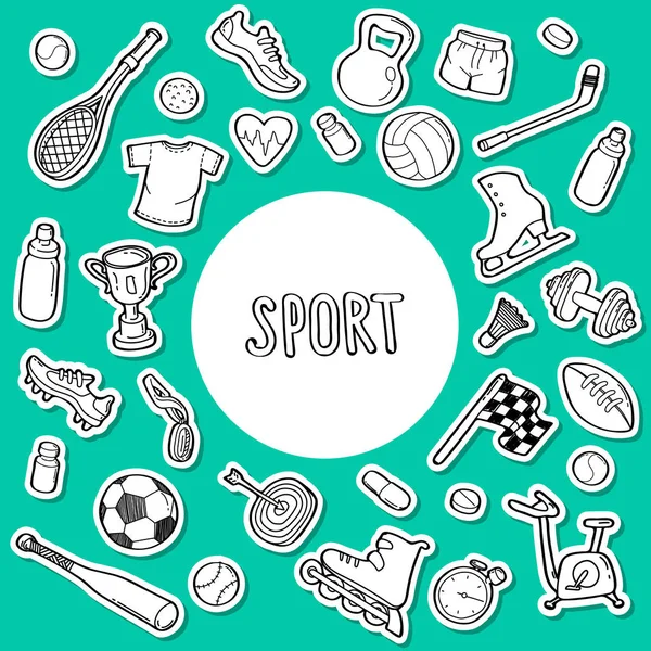 Hand drawn sport doodle set