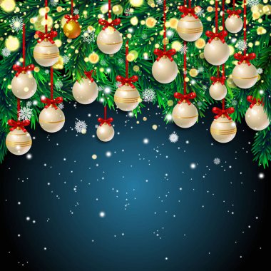 Yeni yıl geçmiş çam dalları ile 