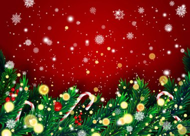 Yeni yıl geçmiş çam dalları ile 