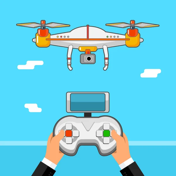 Drone controle via afstandsbediening . — Stockvector