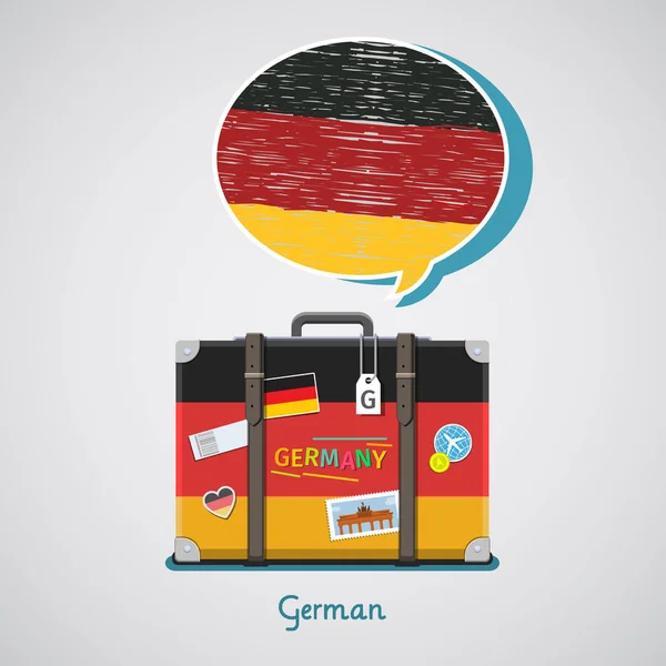 旅游或学习德语的概念. — 图库矢量图片