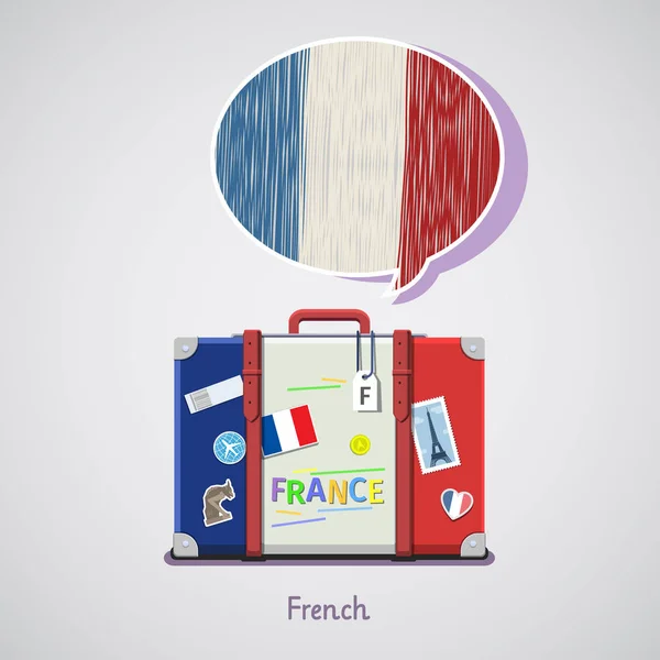 Concept de voyage ou d'étude du français . — Image vectorielle