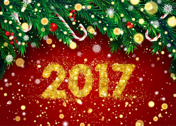 Altın 2017 yeni yıl arka plan — Stok Vektör