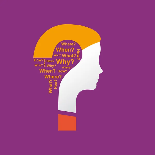 Ερωτηματικό με κεφάλι γυναίκας — Διανυσματικό Αρχείο