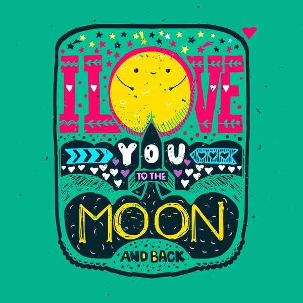 Te amo a la luna — Vector de stock