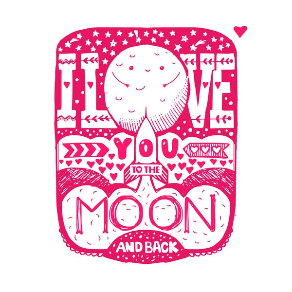 Je t'aime sur la lune — Image vectorielle