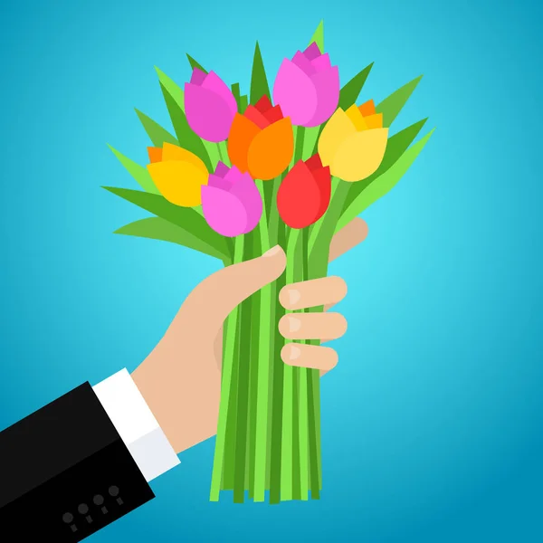 Ramo de hermosas flores — Vector de stock