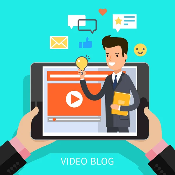 Concetto di video blogging . — Vettoriale Stock