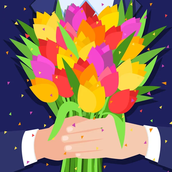 Boeket van mooie bloemen — Stockvector