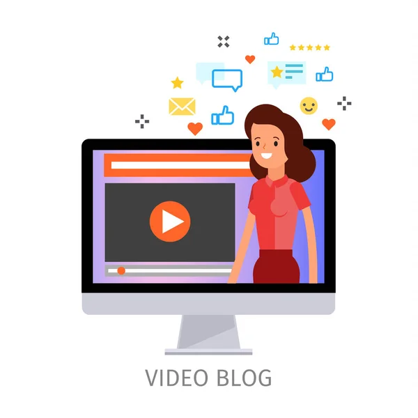 Concept de blogging vidéo — Image vectorielle