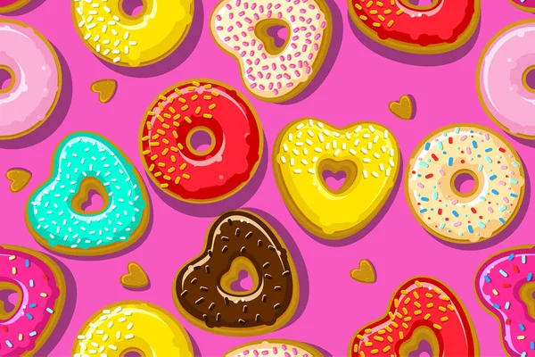 Различные сладкие пончики — стоковый вектор