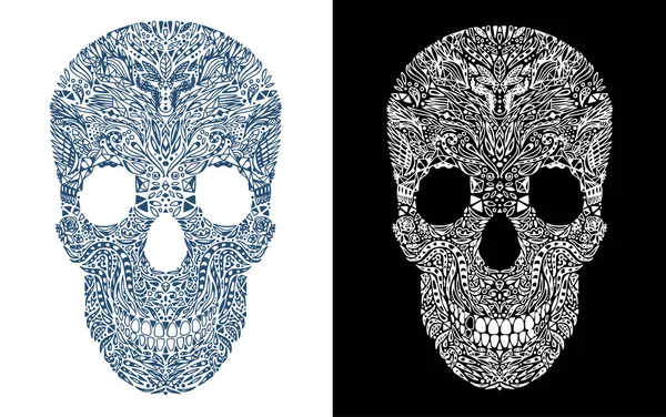 Tatuaje blanco y negro Calavera — Vector de stock