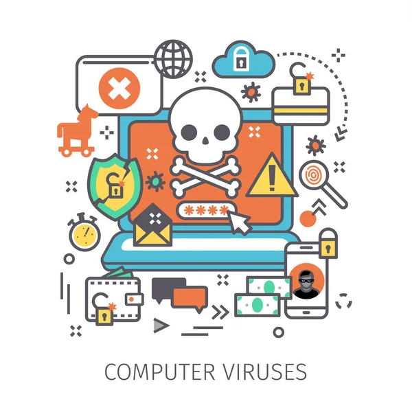 Concept de virus informatique — Image vectorielle